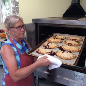 baking hot blueberry pies