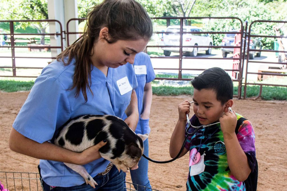 kids with farm animals